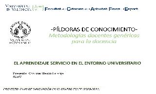 19) El aprendizaje servicio en el entorno universitario (Cristina Blasco Lafarga)