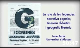 I Congr&eacute;s Geografies Liter&agrave;ries, Joan Borja, Universitat d'Alacant