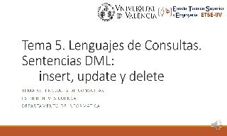 En este video se explican las sentencias DML (insert, update, delete) del lenguaje SQL con