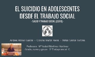 Exposición del trabajo grupal sobre el suicidio para la asignatura "Salud y Tr