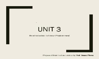 Theory Lecture: Unit 3 of Mathematics II course of ADE - An Introduction to Linear Program