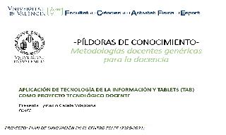 06) Aplicación de TAB (Tecnología de la información y Tablets) como proyecto tecnológico docente (Ignacio Catalá Vilaplana)