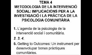 Psicologia de la Intervenció Social i Comunitària, Tema 4.